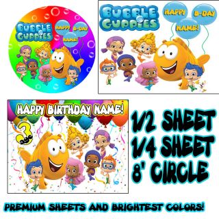 Bubble Guppies Sugar Edible Birthday Cake Topper Image Frosting Sheet 