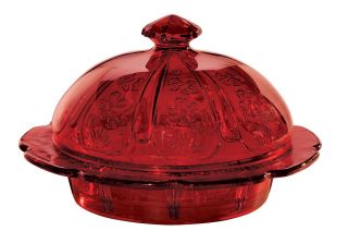 red glass round butter dish by miles kimball your table will sparkle 