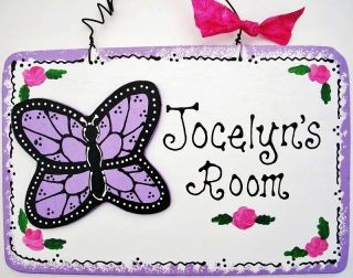 6x9 Personalized BUTTERFLY Room Door SIGN Girl Decor Name Wall Plaque 