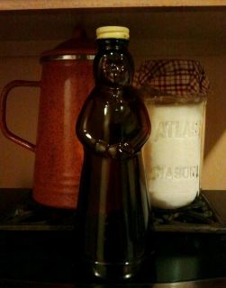 Mrs Butterworth Vintage syrup Amber glass bottle Country Primitive 