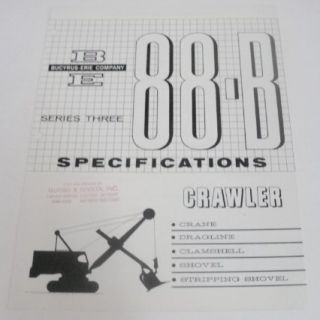Bucyrus Erie 1963 88b Crawler Specs Sales Brochure