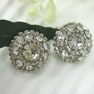 Sparkling Clear Crystal Rhinestone Silver Button Blouse Dolls N050