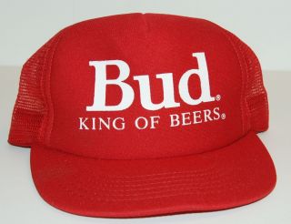 Vintage Budweiser Bud King of Beers Mesh Foam Snapback Hat