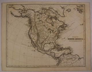 North America Physical Chart Buenaventura River 1843 Woodbridge 