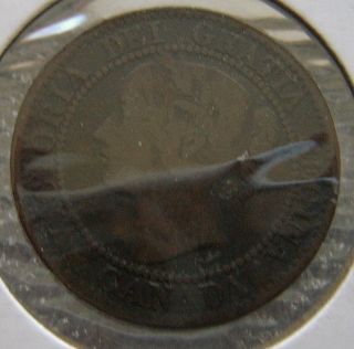 Nice 1859 Young Queen Victoria Large 1 Cent Coin Canada