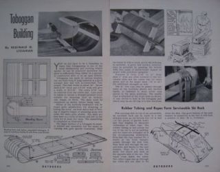 1941 How to Build Wood Wooden Toboggan Snow Sled Info