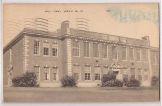 Norway Maine Postcard High School Building Front View w 1955 Me 
