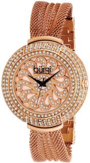 Burgi BUR051RG Crystal Mesh Bracelet Quartz Rose Tone Womens Watch 