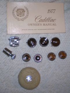 Vintage Cadillac radio knobs emblem 1977 owners manual cig lighter all 