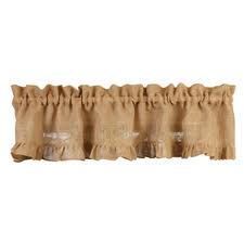 New Primitive French Country Fall BURLAP RUFFLED VALANCE Curtain 