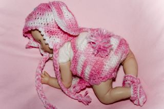 Cheryls Crochet Bunny Overall Set 9 10 Baby 4 PC
