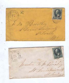Oldhal Prairie Du Rocher IL Two Envelopes to St Louis University 1870s 