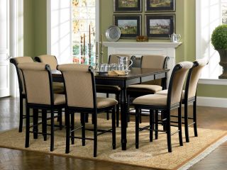 9pc Calabasas Square Pub Dining Table w/ 8 Bar Chairs in Cappuccino