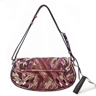 Burberry Prorsum Python Stripe Plaid Shoulder Bag Authentic 215 4 SH 
