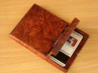 Burl Wood Business Credit Card Holder Wooden Case I A
