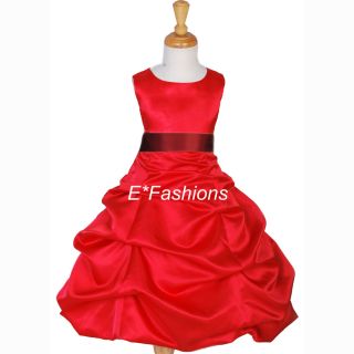 Red Burgundy Brides Flower Girl Dress 4 6 8 10 12 14 16
