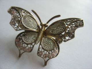 Victorian Era Sterling Silver Butterfly Pin Brooch Magnificent 