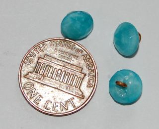 NEW OLD STOCK GORGEOUS VINTAGE FACETED AQUA BLUE GLASS BUTTONS