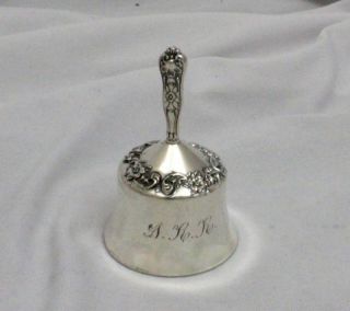 Antique Repousse Solid Sterling Silver Dinner Bell