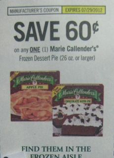 20 Marie Callenders Frozen Dessert Pie Coupons Exp 7 29