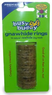 Premier Busy Buddy Gnawhide Rings Rawhide   SMALL (16 treats)