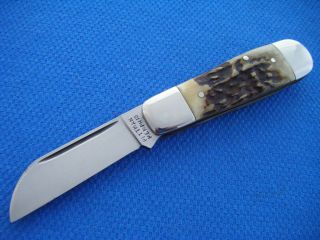   HANDMADE USA CUSTOM KNIFE BY LEON PITTMAN WORM SAMBAR STAG BUTTERBEAN