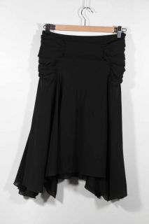 Byblos Italian Black Silk Blend Draped Skirt w Asymmetric Hem