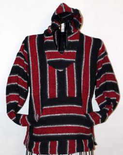 Large Hoodie Baja Hippie Surfer Mexican Poncho Sweater