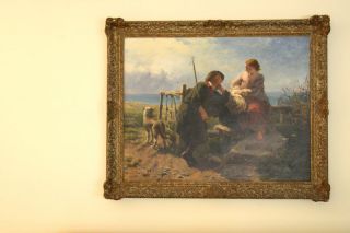 Magnificent 19c O C Painting James John Hill Two Lovers