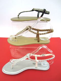 Spot on Ladies Strappy Sandals Toe Post Egyptcian F0586 Gold Silver 