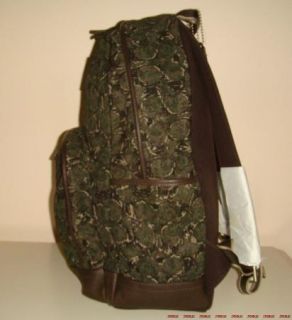 NWT COACH MENS XL CAMOUFLAGE PRINTED BACKPACK GREEN BROWN 70658