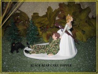Funny Wedding Camo Hunter Hunting Cake Topper Black Bear
