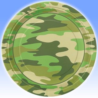in diameter and features a green military camouflage pattern design