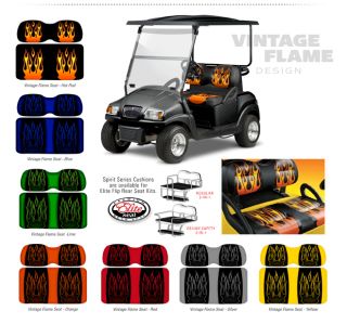 Golf Cart Seats EZGO TXT Custom Doubletake Vintage Flame hot rod
