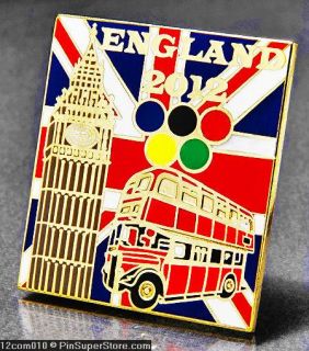 Olympic Pins 2012 England Union Jack UK London Flag Double Decker Bus 