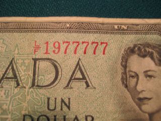 1954 Canadian paper money 1 00 bill from Bank of Canada Bouey 