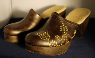 Calleen Cordero Leather Clogs Moroccan Inspired Mules Size 8 7.5