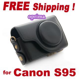 Leather Case Bag for Canon PowerShot Canon S95 Black