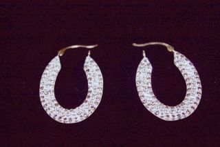 Candela 14 KT Yellow Gold and Crystal Oval Hoop Earrings