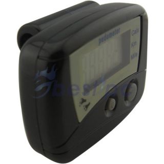 LCD Run Step Pedometer Walking Calorie Counter Distance Black Fast 
