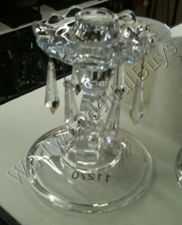   Pressed Glass Taper Candle Holder Crystal Droplets Bobeche