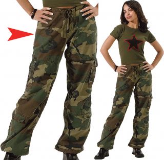   Woodland Camouflage Vintage Paratrooper Cargo Fatigue Pants