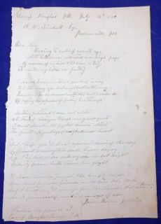   1862 CIVIL WAR LETTER WRITTEN AT CAMP DOUGLAS CONFEDERATE POW PRISONER