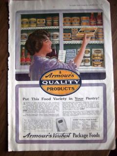 1917 Armours Quality Canned Food Products Bacon Corned Beef Butter 
