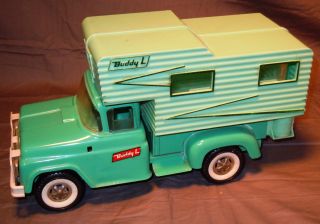   1960s Buddy L Pick Up Truck with camper on Back Nice Condition
