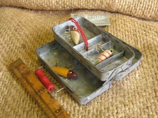 Cannon Falls Metal Fishing Tackle Box w Lures Ornament
