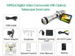 MPEG4 Digital Video Camcorder With Optical Telescope Zoom Lens