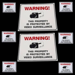 LOT OF CCTV HOME SECURITY SURVEILLANCE CAMERA SYSTEM WARNING YARD 