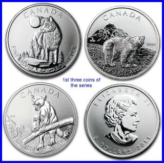    2012 Canada Wolf, Grizzly & Cougar   3 1oz Canadian Silver Coin Set
