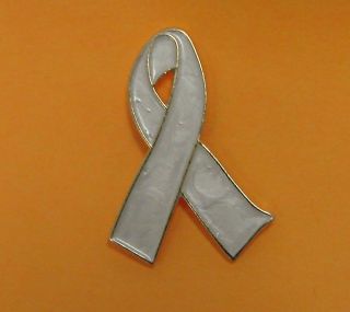 Lung Cancer Awareness Pearl Ribbon Support Pin Tac New